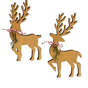 Natural Wooden Deer Cutout Sitters (Set of 2)