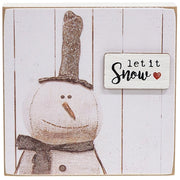 Snowy Word Tag Stitched Snowman Block  (3 Count Assortment)