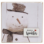 Snowy Word Tag Stitched Snowman Block  (3 Count Assortment)