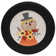 Scarecrow with Flowers Wooden Plate  (3 Count Assortment)
