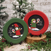 Snowman with Snowglobe Wooden Plate  (2 Count Assortment)
