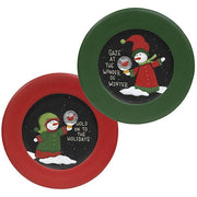 Snowman with Snowglobe Wooden Plate  (2 Count Assortment)