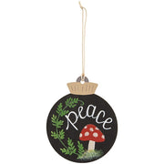 Peace - Calm - Hope Wooden Mushroom Bulb Ornament  (3 Count Assortment)