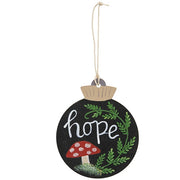 Peace - Calm - Hope Wooden Mushroom Bulb Ornament  (3 Count Assortment)