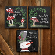 Snowy Winter Mushroom Canvas  (3 Count Assortment)
