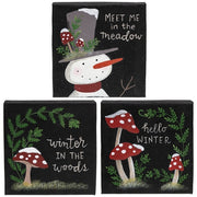 Snowy Winter Mushroom Canvas  (3 Count Assortment)