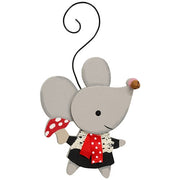 Little Mouse With Mushroom Wooden Ornament