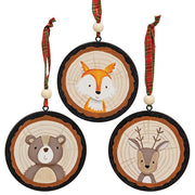 Woodland Friend Portrait Tree Trunk Ornament  (3 Count Assortment)