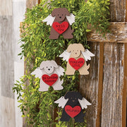 Angel Pup Wooden Ornament  (4 Count Assortment)