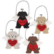 Angel Pup Wooden Ornament  (4 Count Assortment)