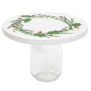 Glass Jar with Christmas Wood Topper  (2 Count Assortment)