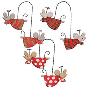 Wooden Flying Angel Mice Pair Hanging Ornament  (3 Count Assortment)