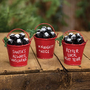 Bucket of Coal Ornament  (3 Count Assortment)