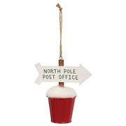 North Pole Arrow in Snowy Bucket Ornament  (3 Count Assortment)