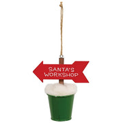 North Pole Arrow in Snowy Bucket Ornament  (3 Count Assortment)