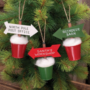 North Pole Arrow in Snowy Bucket Ornament  (3 Count Assortment)