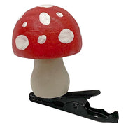White Dotted Red Top Mushroom Clip Ornaments (Set of 6)