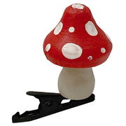 White Dotted Red Top Mushroom Clip Ornaments (Set of 6)