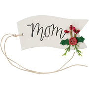 Family Words Wooden Button Holly Banner Gift Tag  (4 Count Assortment)