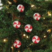 Wood & Glass Marble Peppermint Ornaments (Set of 6)