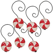 Wood & Glass Marble Peppermint Ornaments (Set of 6)