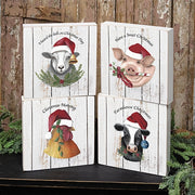 Christmas Farm Animal Box Sign  (4 Count Assortment)