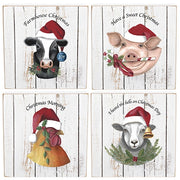 Christmas Farm Animal Box Sign  (4 Count Assortment)