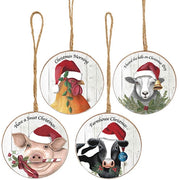 Christmas Farm Animal Ornament  (4 Count Assortment)