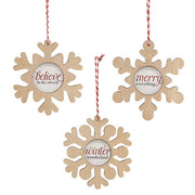 Merry Everything Wooden Snowflake Ornament  (3 Count Assortment)