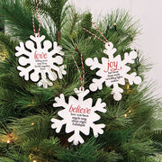 Believe - Joy - Love Snowflake Ornament  (3 Count Assortment)