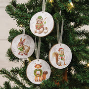 Winter Woodland Friend Round Ornament - 3"  (4 Count Assortment)