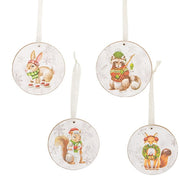 Winter Woodland Friend Round Ornament - 3"  (4 Count Assortment)
