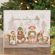Warm Winter Wishes Frosty Woodland Friends Box Sign