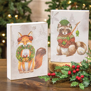 Warm Winter Woodland Fox or Raccoon Box Sign  (2 Count Assortment)