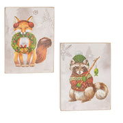 Warm Winter Woodland Fox or Raccoon Box Sign  (2 Count Assortment)