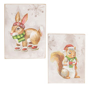 Warm Winter Woodland Bunny or Squirrel Box Sign  (2 Count Assortment)
