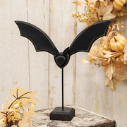 Primitive Wooden Flying Bat on Base