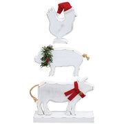 Distressed White Wooden Winter Farm Animal Stackers (Set of 3)