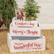 Most Wonderful Time of the Year Wooden Crates with Handles  (Set of 3)