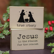 True Story Nativity Rectangle Wooden Block  (2 Count Assortment)
