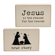 True Story Nativity Rectangle Wooden Block  (2 Count Assortment)
