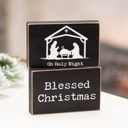 Oh Holy Night Nativity Rectangle Wooden Block  (2 Count Assortment)