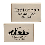 Christmas Begins With Christ Rectangle Wooden Block  (2 Count Assortment)