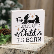 For Unto Us Nativity Silhouette Box Sign