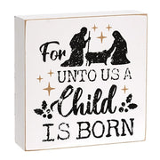 For Unto Us Nativity Silhouette Box Sign