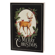 Merry Christmas Deer & Cardinal Box Sign