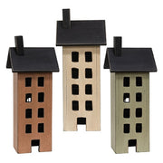 Distressed Wooden Primitive Saltbox House - 17.5"H  (3 Count Assortment)