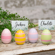 Painted Wooden Easter Egg Name Card Holders - 2.5"H (Set of 4)