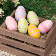 Painted Wooden Easter Eggs - 2"H (Set of 6)