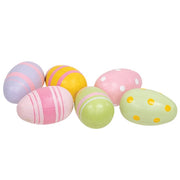 Painted Wooden Easter Eggs - 2"H (Set of 6)